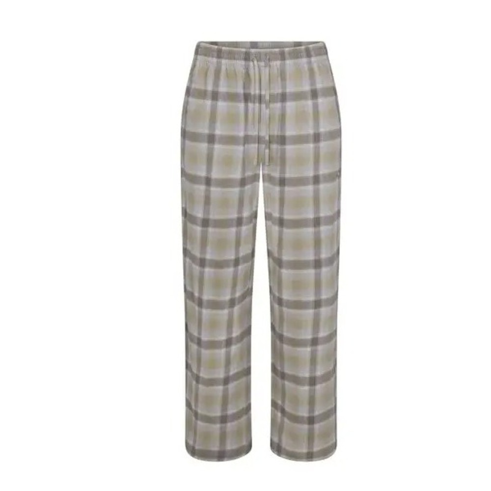 Skims Flannel Sleep Pant PT-PNT-6983W Taupe Plaid Large Mens Pajama Bottoms